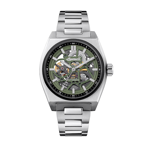 Ingersoll Vert Men's Automatic Green Dial Skeleton Stainless Steel Watch