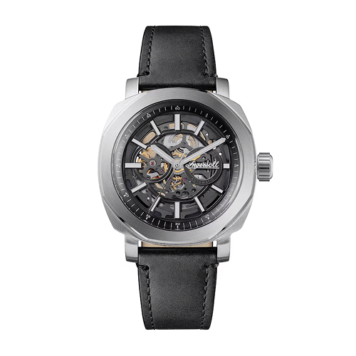 Ingersoll Outrider Men's Automatic Black Skeleton Dial Black Leather Strap Watch