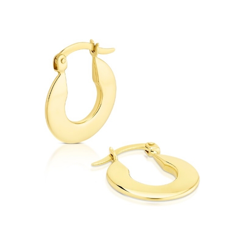 9ct Yellow Gold Flat Rounded Chunky Hoop Earrings