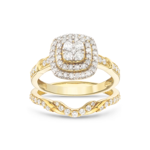Perfect Fit 9ct Yellow Gold 0.66ct Total Diamond Bridal Set
