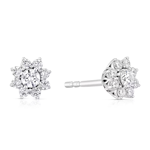 The Forever Diamond Sterling Silver 0.30ct Diamond Halo Flower Stud Earrings