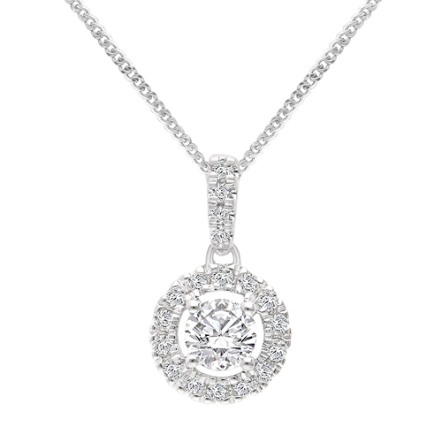 The Forever Diamond 9ct White Gold 0.25ct Diamond Halo Pendant Necklace
