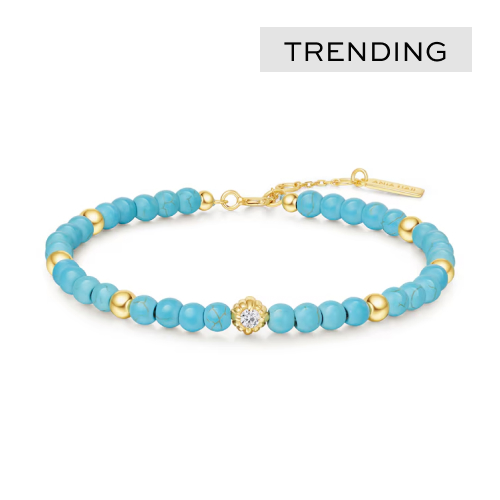 Ania Haie Gold Tone Lab Created Turquoise Bracelet
