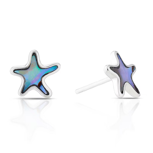 Sterling Silver Abalone Starfish Stud Earrings