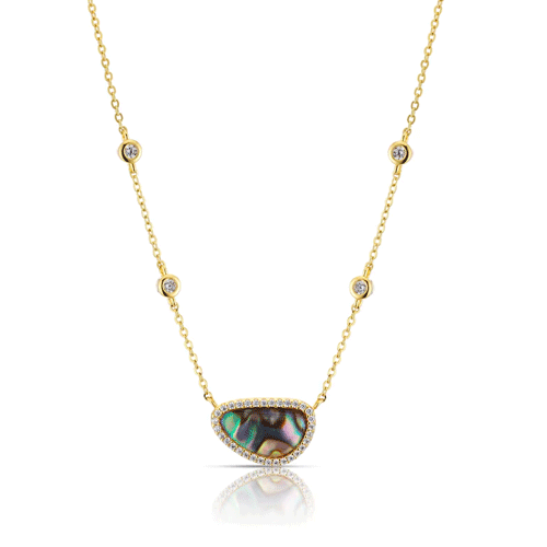 Sterling Silver Gold Plated Abalone & Cubic Zirconia Jewellery