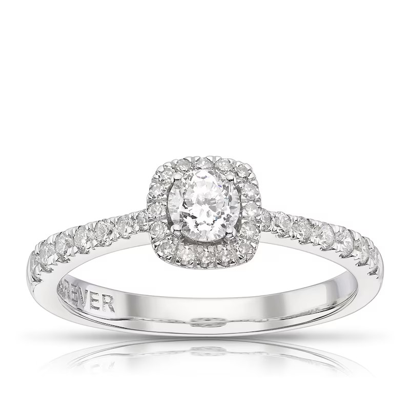 Engagement Ring The Forever Diamond Platinum Halo 0.50ct Diamond Ring