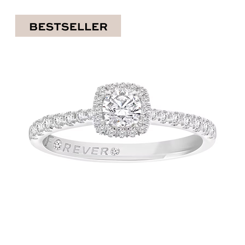 Engagement Ring The Forever Diamond Platinum Halo 0.50ct Diamond Ring