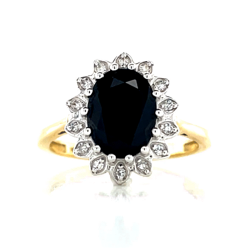 9ct Yellow Gold Sapphire & Diamond Ring