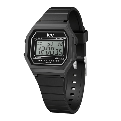 Ice Digit Retro All-Black Silicone Strap Watch