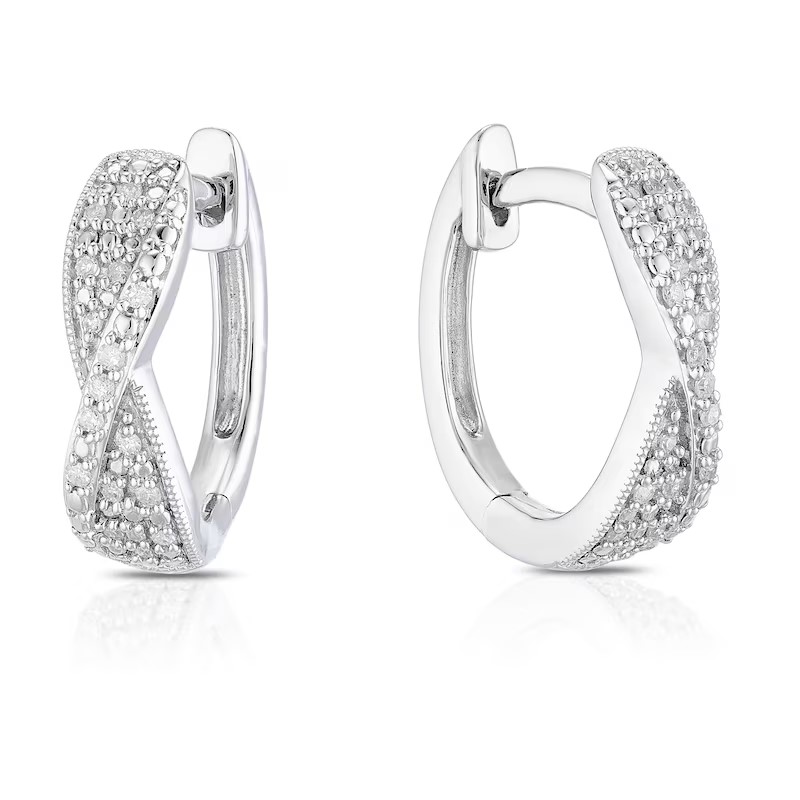 Sterling Silver 0.10ct Diamond Hoop Earrings