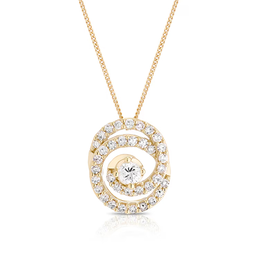 9ct Yellow Gold 0.25ct Lab Grown Diamond Interlink Circle Pendant 18