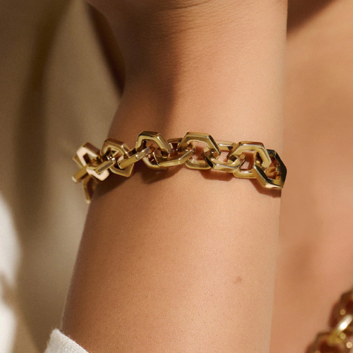 Olivia Burton Women's Honeycomb Light Gold Tone Link Bracelet