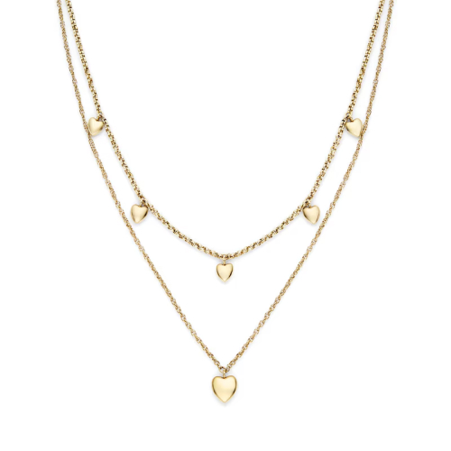 Olivia Burton Women's Mini Heart Light Gold IP Double Layered Necklace