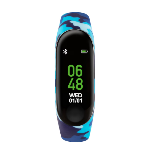 Tikkers Children's Series 1 Printed Camo Blue Silicone Strap Activity Tracker