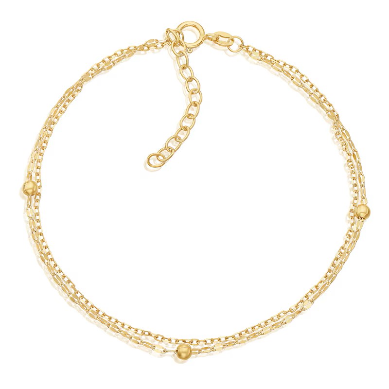 9ct Yellow Gold Station Ball Sparkle Double Bracelet