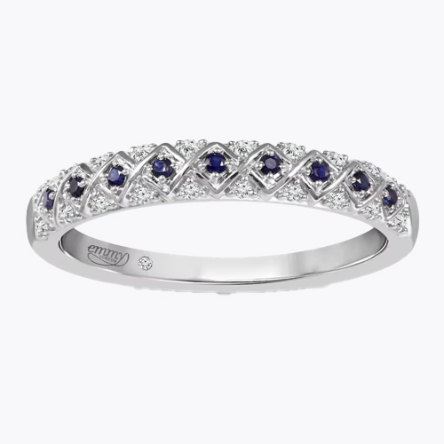 Emmy London 18ct White Gold Sapphire & Diamond Eternity Ring