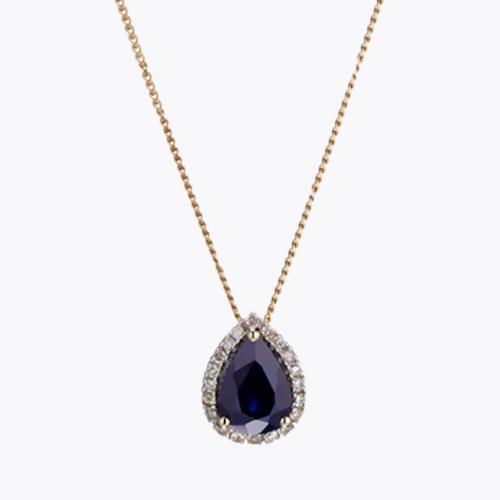 9ct Yellow Gold Sapphire and Diamond Pendant