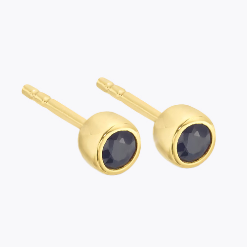 Sterling Silver & 18ct Gold Plated Vermeil Sapphire Stud Earrings