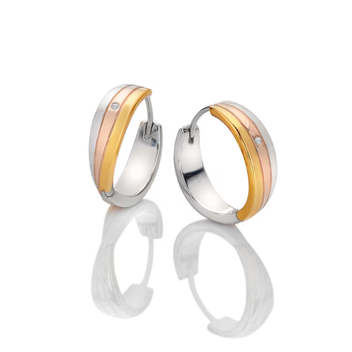 Hot Diamonds 18ct Gold Plated Tri-Colour Trio Hoop Stud Earrings