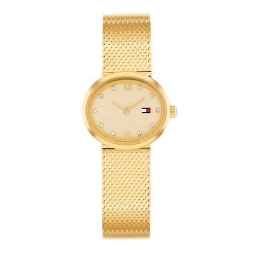 Tommy Hilfiger 25mm Women's Gold Dial Gold-Plated Mesh Strap Watch
