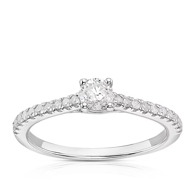Engagement Ring 9ct White Gold Solitaire 0.40ct Diamond Ring