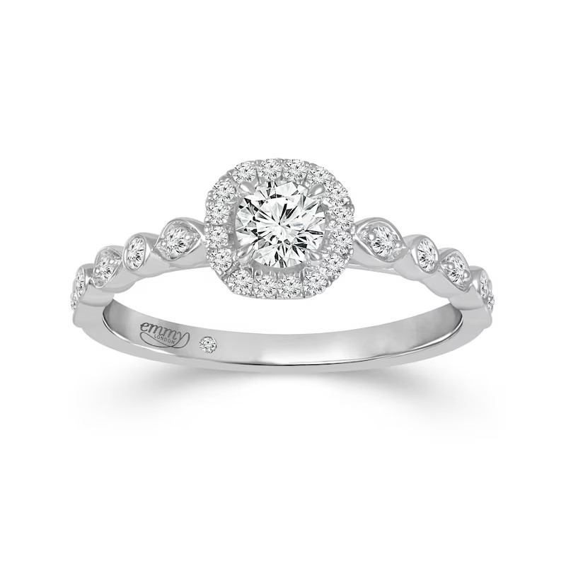 Engagement Ring Emmy London 18ct White Gold Halo 0.40ct Diamond Ring