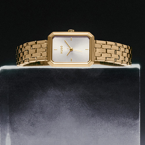 HUGO Women's #COSY Light Gold IP White Dial Bracelet Watch