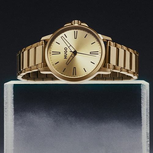 HUGO #SMOOTH Men's 41mm Gold Tone IP Bracelet Watch