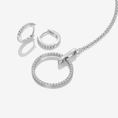 Hot Diamonds Sterling Silver Diamond Open Circle Pendant & Earring Set