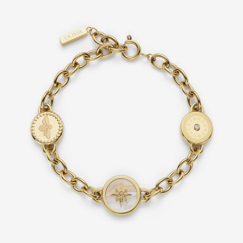 Olivia Burton Women's Signature Charms Light Gold Tone Exclusive Bracelet