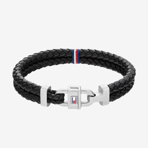 Tommy Hilfiger Men's Black Leather Bracelet