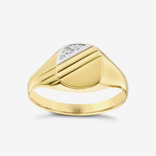 9ct Yellow Gold Diamond Cushion Signet Ring
