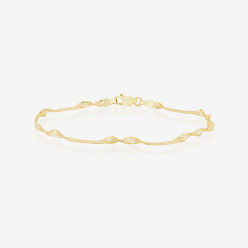 Sterling Silver Gold Plated Twist Herringbone Bracelet