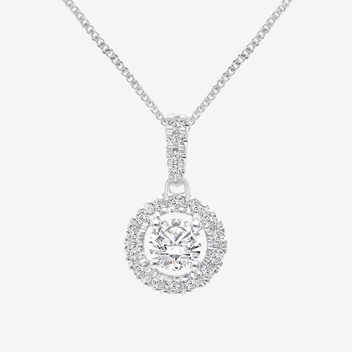 The Forever Diamond 9ct White Gold 0.25ct Diamond Halo Pendant Necklace