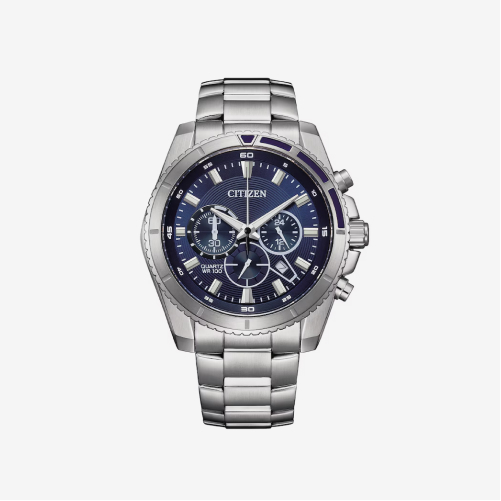 Citizen Men's Blue Chronograph Dial Stainless Steel Bracelet Watch