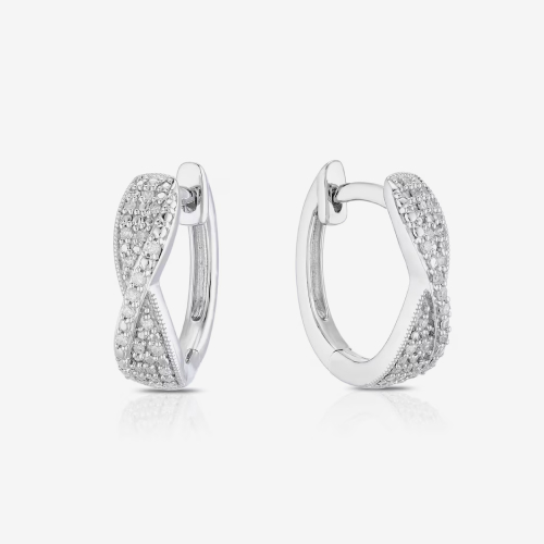 Sterling Silver 0.10ct Diamond Hoop Earrings
