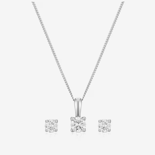 9ct White Gold 0.30ct Lab Grown Diamond Earring & Pendant Set