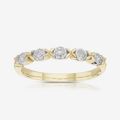9ct Yellow & White Gold Kiss Eternity 0.15ct Diamond Ring