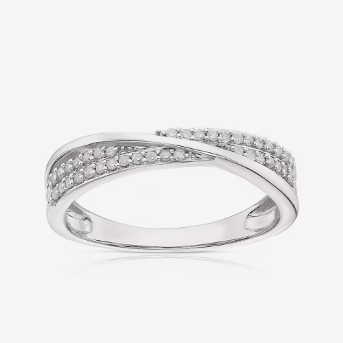 Sterling Silver 0.15ct Diamond Double Row Twist Eternity Ring