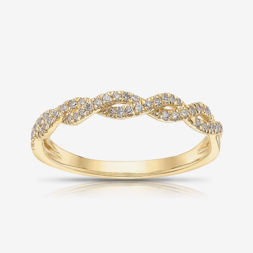 9ct Yellow Gold 0.15ct Diamond Twisted Eternity Ring