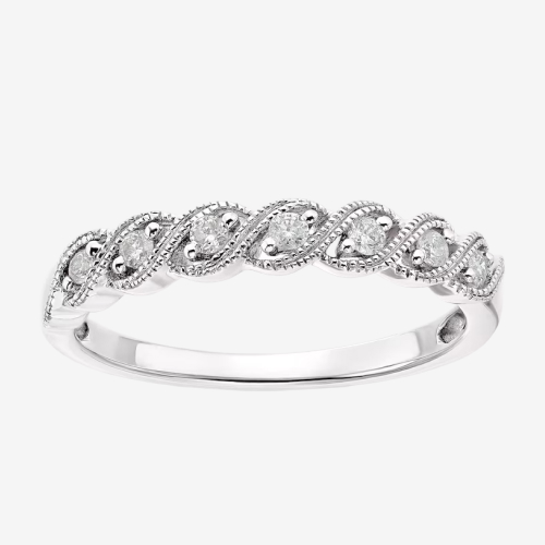 9ct White Gold Twist Eternity 0.10ct Diamond Ring