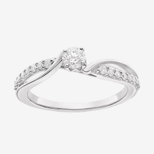 Engagement Ring 9ct White Gold Twist Solitaire 0.33ct Diamond Ring