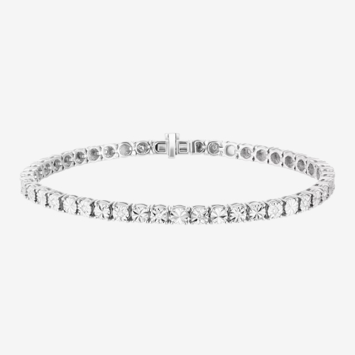 Sterling Silver 0.25ct Illusion Set Diamond Tennis Bracelet