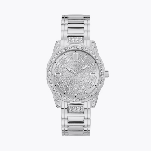 Guess Women's Stone Set Bezel Stainless Steel Bracelet Watch
