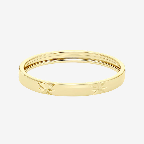 9ct Yellow Gold Diamond-Cut Stars Ring