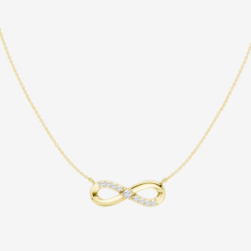 mila green Sterling Silver 18ct Gold Vermeil Plated Diamond Infinity Pendant Necklace
