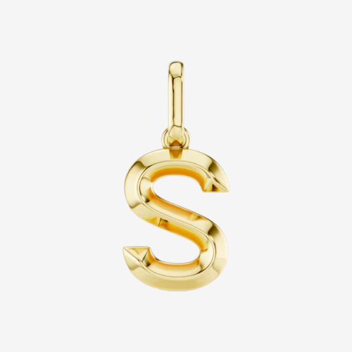 mila green Sterling Silver 18ct Gold Vermeil Plated Polished Initial 'S' Necklace Charm