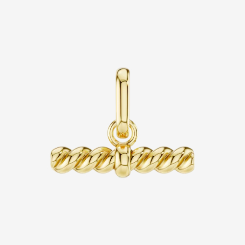 mila green Sterling Silver 18ct Gold Vermeil Plated Twisted Rope T-Bar Necklace Charm