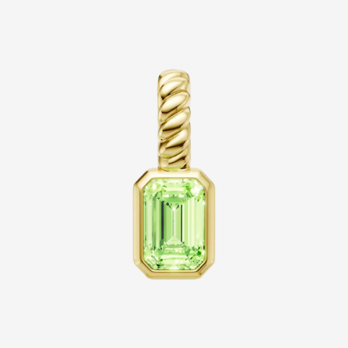 mila green Sterling Silver 18ct Gold Vermeil Plated Created Peridot Emerald Bezel Set Twisted Rope Necklace Charm