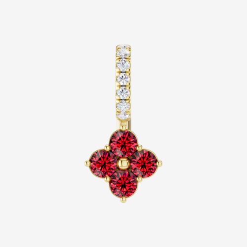 mila green Sterling Silver 18ct Gold Vermeil Plated Created Ruby & Cubic Zirconia Flower Necklace Charm